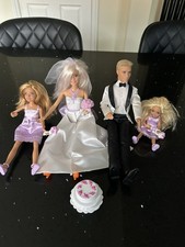 Barbie Wedding Day Set , Bride ,Groom Bridesmaids , Accessories & Cake By Mattel
