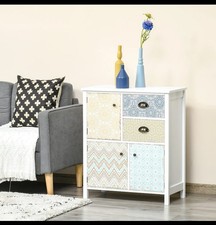 HOMCOM Drawer Table Sideboard Multi-purpose Storage Chest Shabby Chic Entryway 