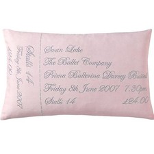 Pink TICKET Filled Cushion, by