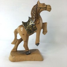 Wooden Horse Ornament Gift Figurine Decorated Saddle 24cm High