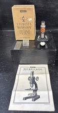 Vintage Merit Students Microscope In Original Box With Instructions Working