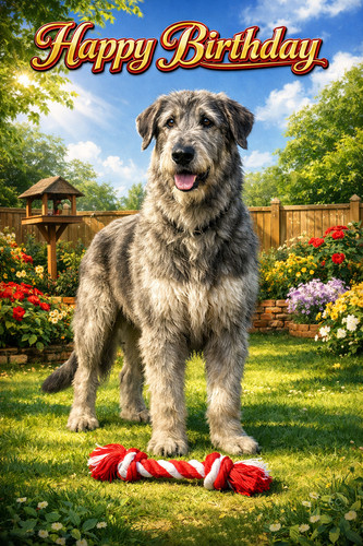 Irish wolfhound birthday card - wolfhound,