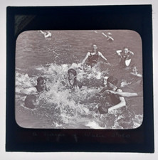 Antique Glass Magic Lantern Slide - Game of Water Polo Sports