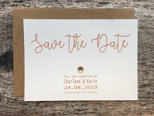 Personalised Wedding Save The Date Cards Magnet Envelopes Diamante Gold HG51D