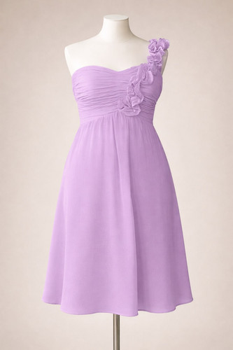One shoulder chiffon dress - shoulder,