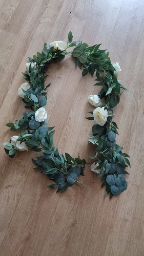 Artificial white rose garland - artificial,