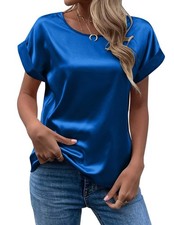 Ladies Satin Silk Short Sleeve