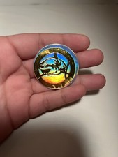 Vntg POG 1990s Shark Foil Shiny Sparkles Silver Gold Cap Milk Bottle Top HTF Toy