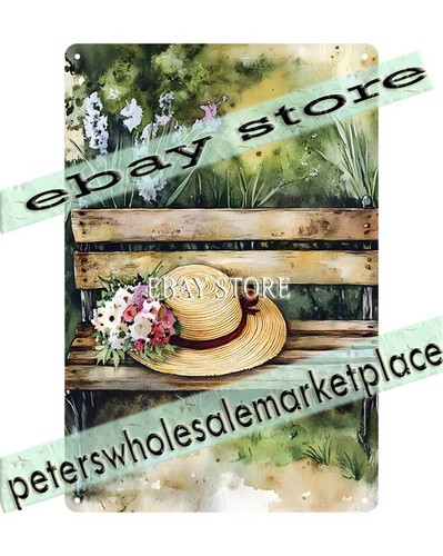 Metal sign cottage bench with - metal,