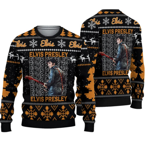 Christmas ugly sweater elvis - sweater,,