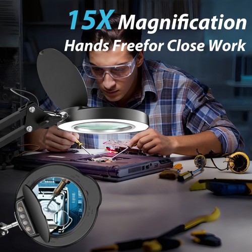 Led magnifying desk lamp 15x - desk,