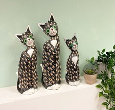 Wooden cat ornament statue - wooden,