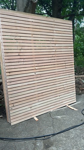 Wooden fence slatted - fence,