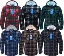 Plaid Fleece Jacket Hooded Sherpa Lined Check Padded Warm Lumberjack By Beebizco