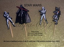 Star Wars 8 , 12 or 24 Birthday Cake Cupcake Toppers Jedi Yoda Free Post