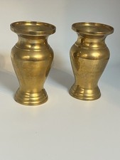 2 x Beautiful Brass Vases Decorative Etched Pattern 
