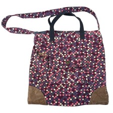 Vintage Roxy Women's Purple Pink Brown Logo Medium Square Tote Shoulder Bag Used