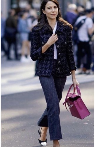 Chanel blue tweed jacket size - chanel,