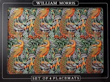 LEONARDO Set of 4 William Morris Peacock Tapestry Cork Backed Place Mats Table M
