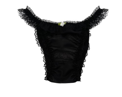 Black frilly sissy sheer nylon - black,