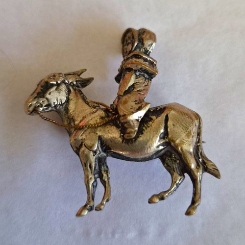 Silver tone pewter donkey - tone, /pewter