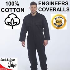 COTTON COVERALLS.ENGINEERS.MECHANICS.FARM.OVERALLS. NAVY BLUE.WELDING.WORK. DIY