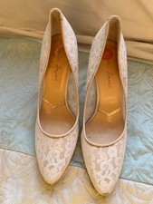Rachel Simpson  lace Bridal Court Shoes  size 5 UK cream beige Leather Sole