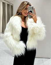 ZARA FAUX FUR CARDIGAN WHITE