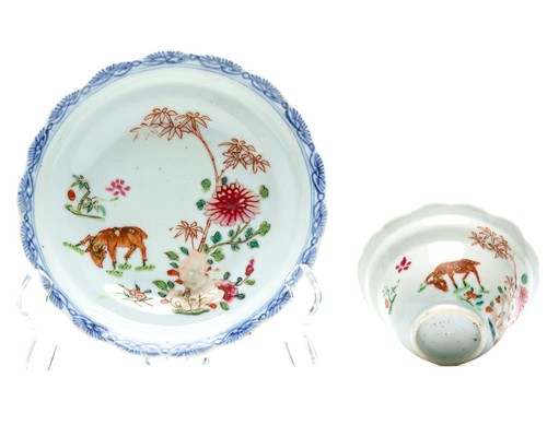 Chinese porcelain deer cup - chinese,