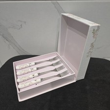 Belvedere Laura Ashley Set of 4 Cake Forks In A Box Stainless Steel
