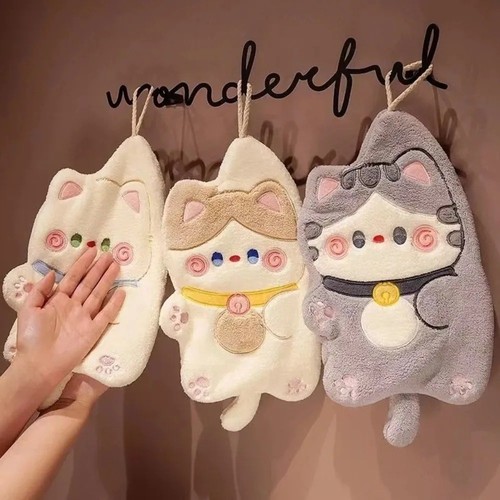Hanging towel cute cat - hanging,