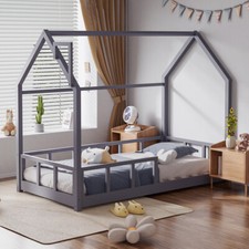 Treehouse Single Bed Frame 3FT Kids Sleeper Wooden House Low Childs Canopy Bed