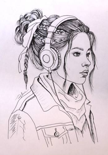 Original boho teen - girl, ink