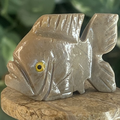 Soapstone fish carving - soapstone,