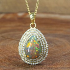 Black opal gemstone pendant