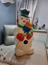 Vintage Blow Mold Snowman With Brush  Christmas Outdoor Statue Decoration 77cm 