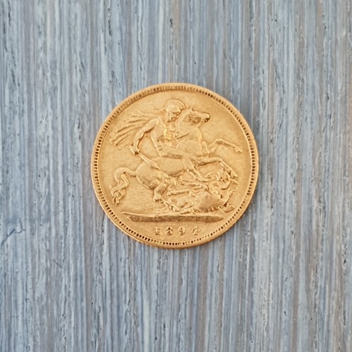 22ct gold half sovereign - 22ct, 1894