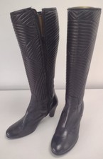Jane Shilton Mid-Calf Boots Women's Size 37 Black Quilted Leather Zip