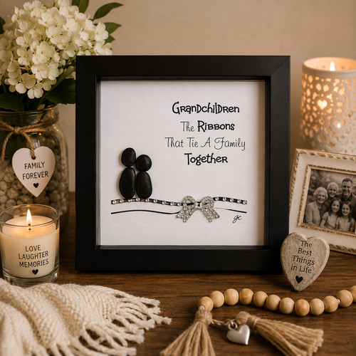 Family pebble art - family,