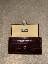 Aspinal of London Burgundy/Brown Large Leather Purse-good condition for age