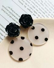 Womens Retro Earrings Round Dangle Drop Audrey Hepburn Style Acrylic Jewelry UK