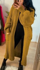 Women Chunky Knitted Oversized Cardigan Ladies Balloon Sleeve Long Maxi Cardigan