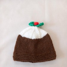 Christmas Pudding Hat Age 0-3 months Hand Knitted