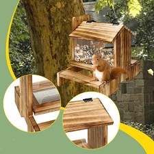Wooden Squirrel Feeder Spacious Chipmunk House Squirrel Picnic Table Feeder