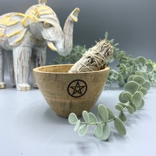 Wooden Smudge Bowl Pentagram
