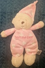 Mothercare pink Bedtime Bear soft toy white stars 12" Teddy