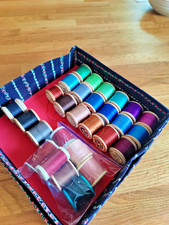 18 wooden Sylko spools cotton threads plus extras