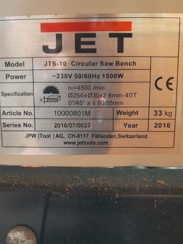 Jet table saw used