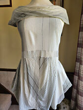 Twenty8Twelve-Ivory, grey & black stripe, Bardot neckline, longline top- S-M