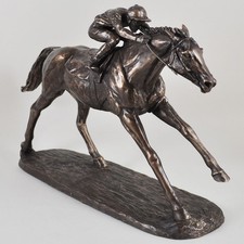 On The Flat, Cold Cast Bronze Horse Sculpture by Harriet Glen. Great Details.